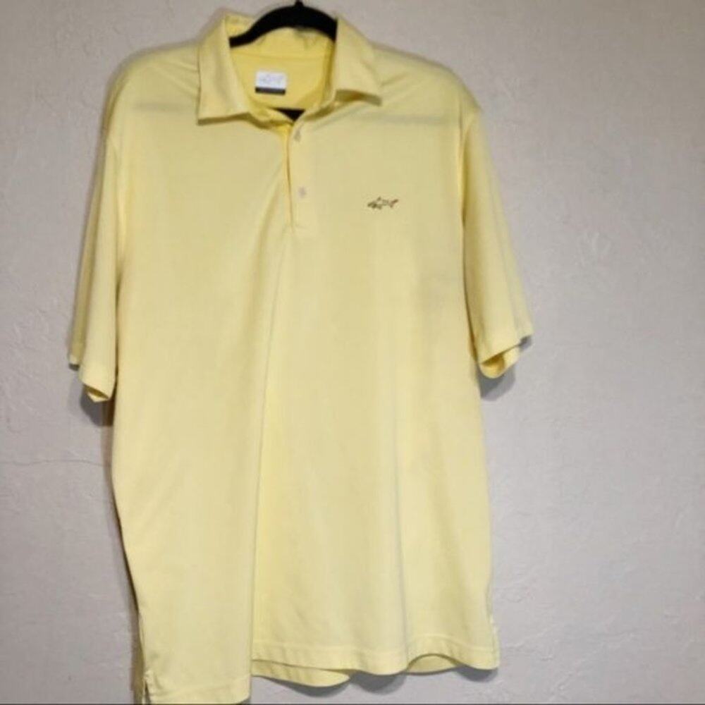 Greg Norman Mens Shirt Large Yellow PlayDry Polo Golf